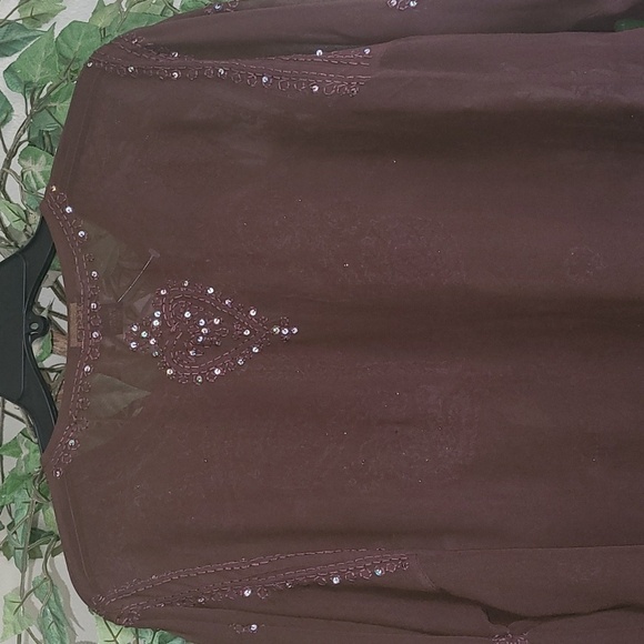 Betty B Brown Sequined Sheer Tunic - Picture 6 of 7